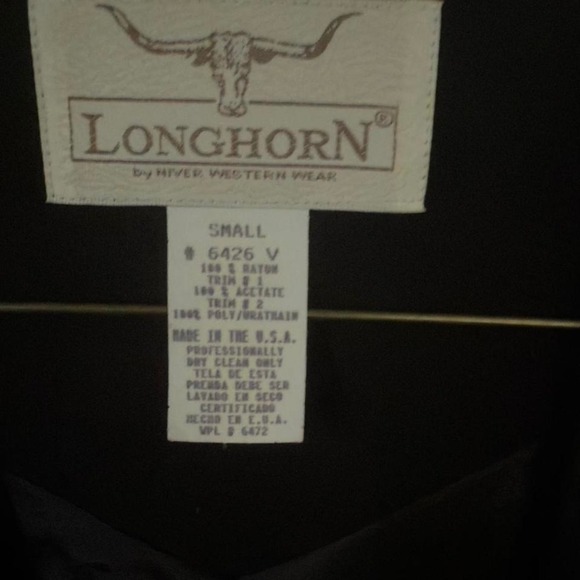 Longhorn by Niver Western Wear Black Star Embroidered Vest Small USA Made - Picture 3 of 4